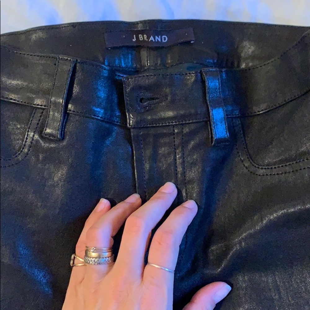 JBrand Leather Jeans with Ankle Zip Detail size 25